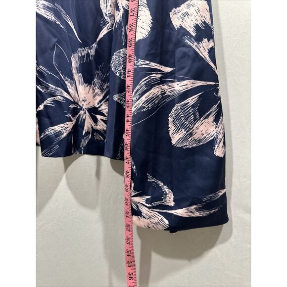 NWT $318 Kay Unger‎  [ 4 ] Emmaline Draped Floral Midi Dress Deep Navy Pink - Picture 8 of 15